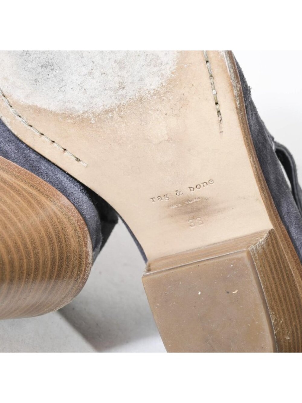 Rag & Bone Western Ankle Bootie Shootie Gray Suede Mid Block Heel Strap Detail M - Picture 6 of 7